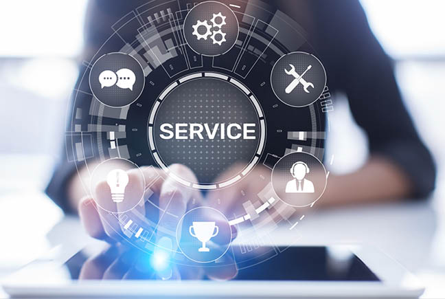 Service support customer help call center Business technology button on virtual screen